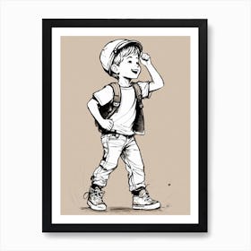 Drawing Of A Boy Art Print