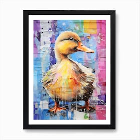 Mixed Media Paint Duckling Collage 3 Art Print