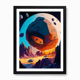 Asteroid Mining Comic Space Space Art Print