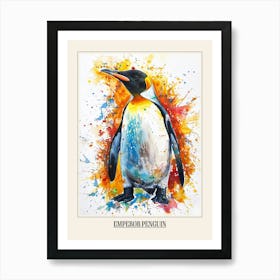 Emperor Penguin Colourful Watercolour 2 Poster Art Print
