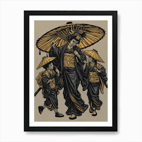 Cyberpunkrural A Woman In Edo Period Costume And Two Children P C4c1cb18 A77c 41f1 A55a 4423fdaaa8b1 Art Print