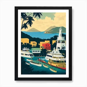 Port Of St Thomas United States Virgin Islands Vintage Poster harbour Art Print