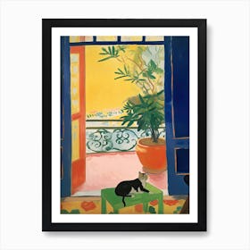 Open Window With Cat Matisse Style Tokyo Japan 2 Art Print