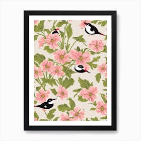 Bufflehead William Morris Style Bird Art Print