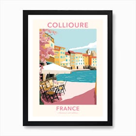 Collioure, France, Flat Pastels Tones Illustration 2 Poster Art Print