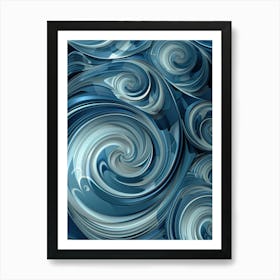 Abstract Blue Swirls 1 Art Print