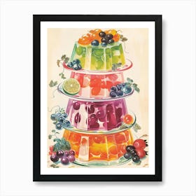 Fruity Jelly Retro Cookbook Illustration Inspired 1 Art Print