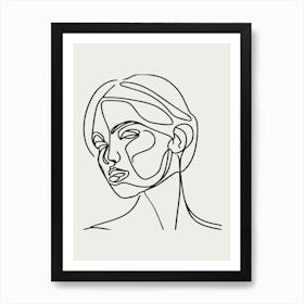 One Line Drawing Of A Woman's Face Art Print