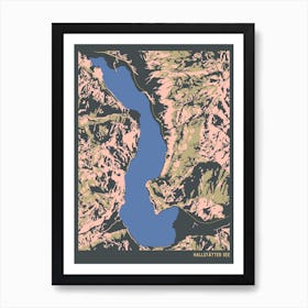 Hallstätter See Lake Hallstatt Austria Hillshade Topographic Map Art Print