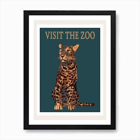 Vintage Leopard Visit The Zoo Poster Art Print