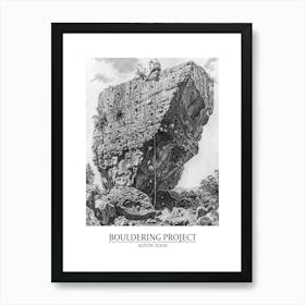 Bouldering Project Austin Texas Black And White Drawing 1 Poster Art Print