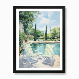 Sun Lounger By The Pool In French Countryside 2 Art Print