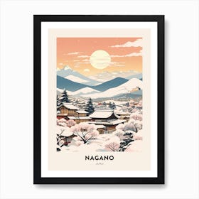Vintage Winter Travel Poster Nagano Japan 3 Art Print