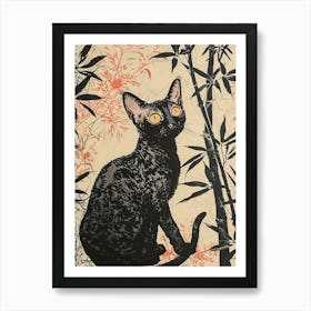 Cornish Rex Cat Japanese Illustration 3 Art Print