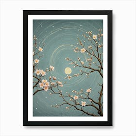 Moon And Almond Blossoms Art Print