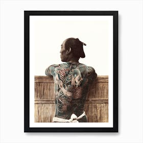 Nude Photograph Of Tattooed Japanese Man, Kusakabe Kimbei Art Print