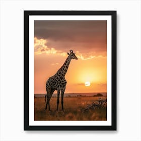 Sunset Giraffe 1 Art Print