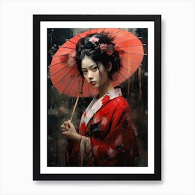 Geisha Realistic Drawing 5 Art Print