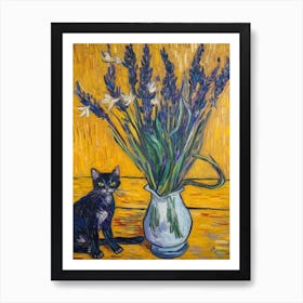 Still Life Of Crocus With A Cat 1 Poster