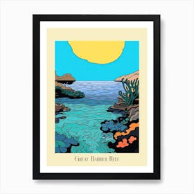 Poster Of Minimal Design Style Of Great Barrier Reef, Australia 4 Art Print