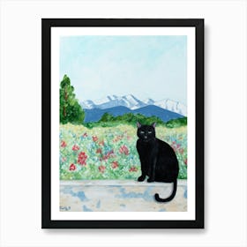 Cat And Mountain Art Print