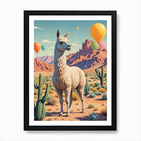 Llama In The Desert Art Print