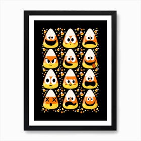 Funny Candy Corn Emojis - Halloween Art Print