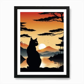 Japan Cat Art 16 Art Print