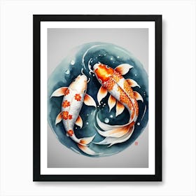 Koi Fish Yin Yang Painting (27) Art Print