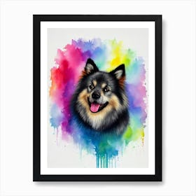 Keeshond Rainbow Oil Painting Dog Art Print
