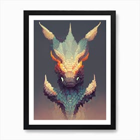 Dragon Head Pixel Art Art Print