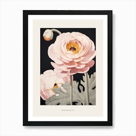 Flower Illustration Ranunculus 2 Poster Art Print