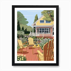 The Hamptons New York, Usa, Graphic Illustration 3 Art Print