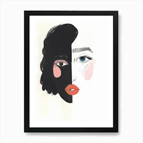 Black And White Face Art Print