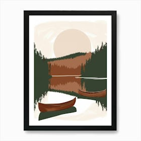 Canoes On The Lake Art Print