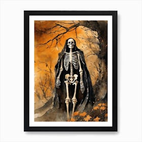 Vintage Halloween Gothic Skeleton Painting (1) Art Print