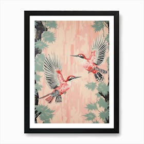 Vintage Japanese Inspired Bird Print Woodpecker 3 Art Print