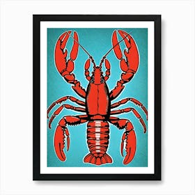Lobster on blue Art Print