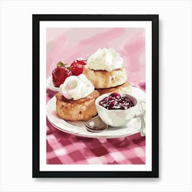 Pink Breakfast Food Scones 4 Art Print