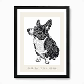 Cardigan Welsh Corgi Line Sketch 3 Poster Art Print