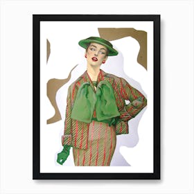 1950s Woman In Green Hat Art Print