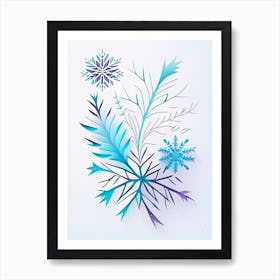 Frozen, Snowflakes, Minimal Line Drawing 1 Art Print