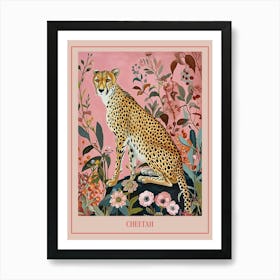 Floral Animal Painting Cheetah 3 Poster Art Print