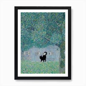 Farmhouse In Buchberg With A Black Cat   Gustav Klimt Inspired Art Print