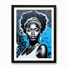 Graffiti Mural Of Beautiful Black Woman 126 Art Print