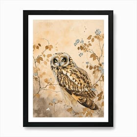 Short Eared Owl Japanese Painting 4 Art Print