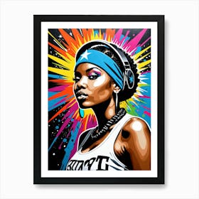 Graffiti Mural Of Beautiful Hip Hop Girl 76 Art Print