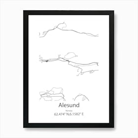 Alesund,Norway Minimalist Map Art Print