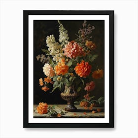 Baroque Floral Still Life Celosia 3 Art Print