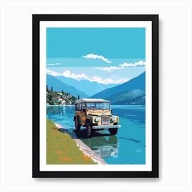 A Toyota Land Cruiser Car In The Lake Como Italy Illustration 1 Art Print